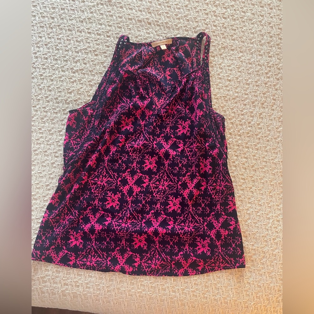 Pink and navy Patterned Women's Top